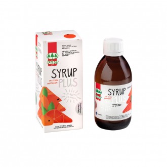 Kaiser Natural syrup for throat discomfort, with orange flavor