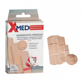 X-Med Hypoallergenic haemostatic adhesive strips in 5 Sizes-40pcs
