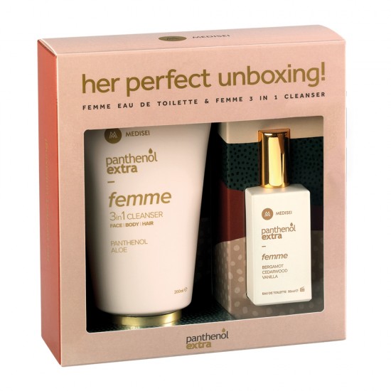 Panthenol Gift Set Her Perfect Unboxing with women's fragrance and shower gel-shampoo 3 in 1
