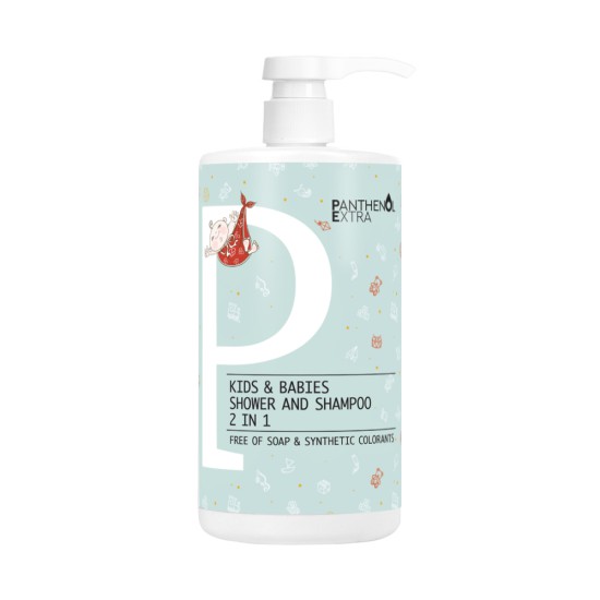 Panthenol Extra Kids & Babies Shower & Shampoo 500ml free of soap and synthetic colorants