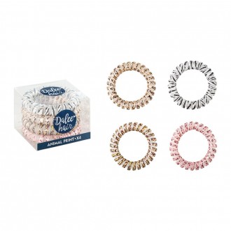 Dalee 4 Hair Ties Spiral With Animal Print pattern