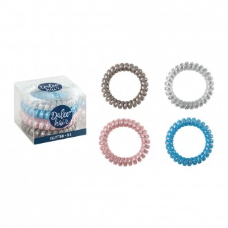 Dalee 4 Hair Ties Spiral In shiny colors with glitter