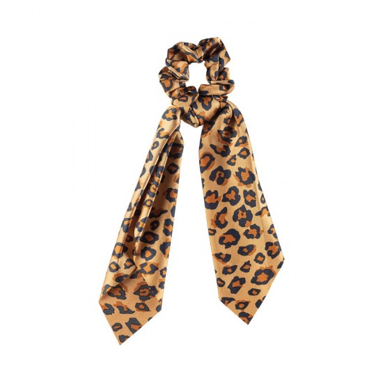 Dalee Hair Scrunchie with Ribbon Leopard Brown