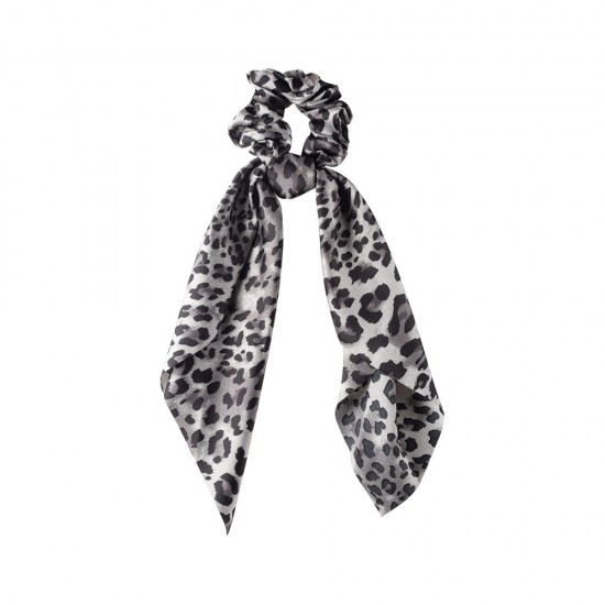 Dalee Hair Scrunchie with Ribbon Leopard Grey
