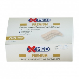 X-Med Υποαλλεργικά αυτοκόλλητα επιθέματα, με αντιμικροβιακή προστασία 19x72mm-200τμχ