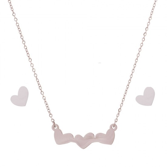 Dalee Set Triple Heart Necklace & Earrings