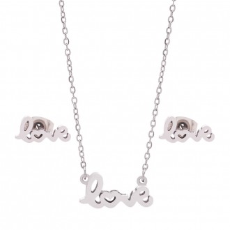 Dalee Set Necklace & Earrings with Love pendant with neck chain and a pear of earrings