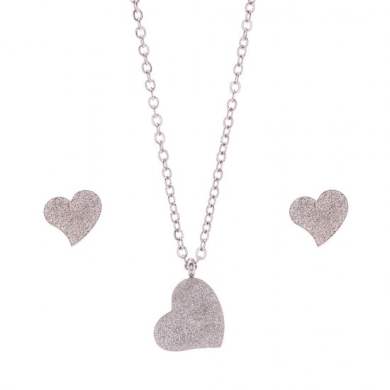 Dalee Set Single Heart Necklace & Earrings