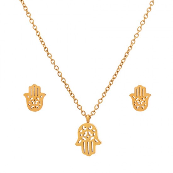 Dalee Set Hasma Hand Necklace & Earrings