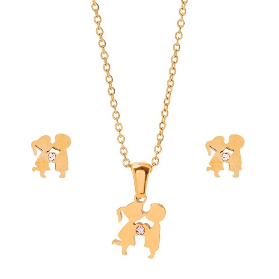 Dalee Set Kissing Couple Necklace & Earrings