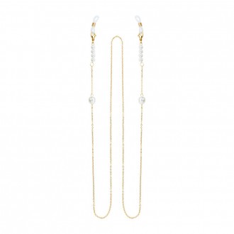 Dalee Glasses Chain with white pearls in two sizes, is made of stainless steel