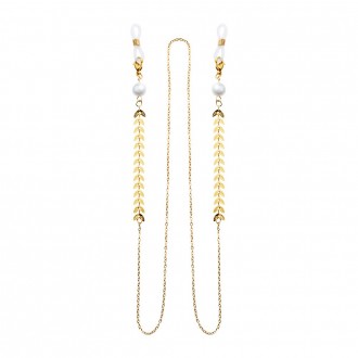 Dalee Leaves Glasses Chain with gold-plated leaves, is made of stainless steel