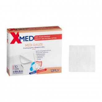 X-Med Sterile hydrophilic gauzes, with 12 plies 4.8x4.8cm-10pcs
