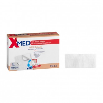 X-Med Αποστειρωμένες υδρόφιλες γάζες, 16 αναδιπλώσεων 3.5x7.5cm-10τμχ