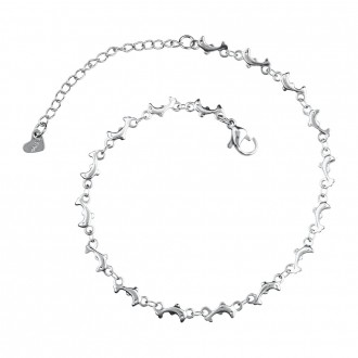 Dalee Dolphins Αλυσίδα Ποδιού with rhodium-plated dolphins, is made of stainless steel