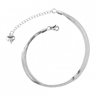 Dalee Serpent Αλυσίδα Ποδιού with Double chain with snakeskin look, is made of stainless steel
